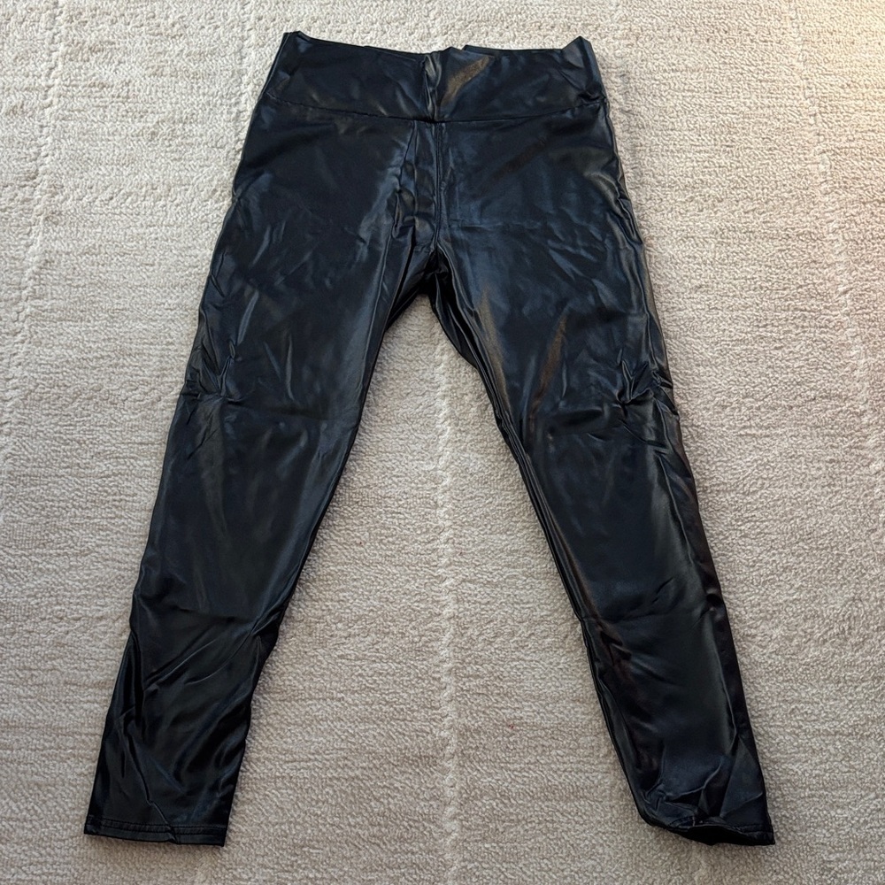 Black fleece lined Faux Leather Leggings